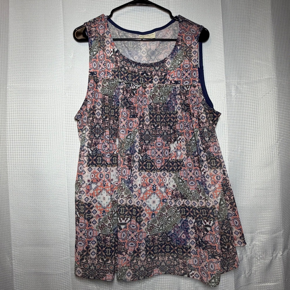 Bobbie Brooks Tank Top 2X Multicolor Bohemian Tile Print Sleeveless